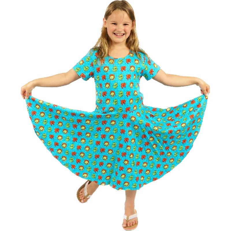 Dinosaurs Polka Dots Kids Twirl Dress [FINAL SALE]