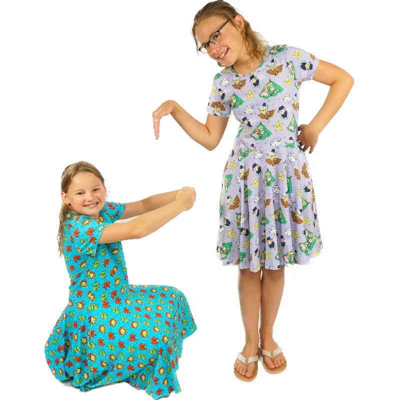 Dinosaurs Polka Dots Kids Twirl Dress [FINAL SALE]