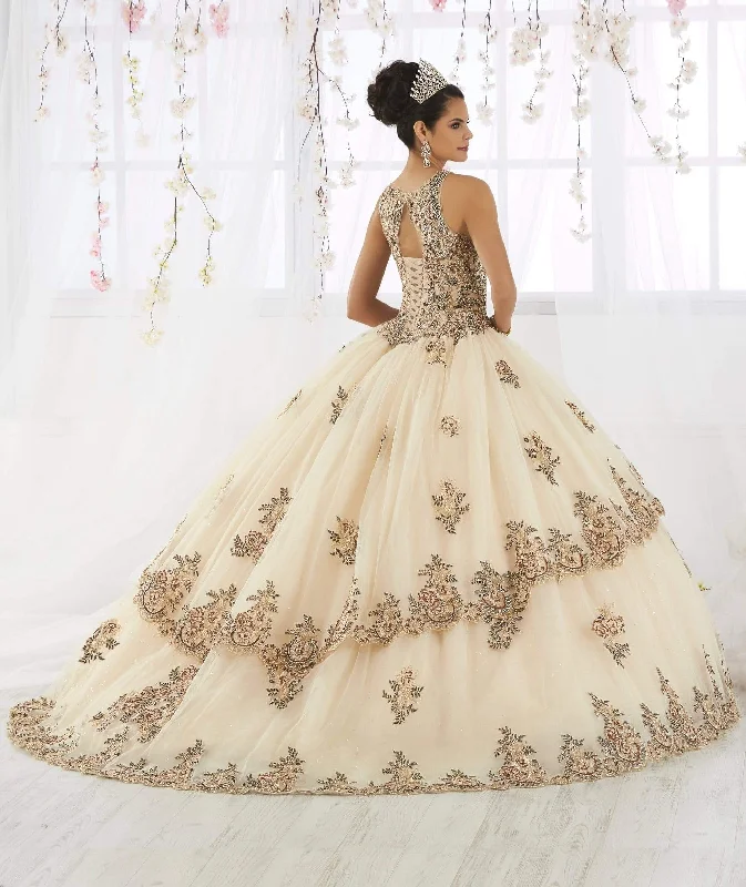 Quinceanera Collection - 26912 Beaded Lace Embellished  Tulle Ballgown